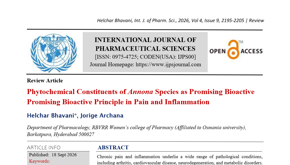 Phytochemical Constituents of Annona Species as Promising Bioactive Promising Bioactive Principle in Pain and Inflammation