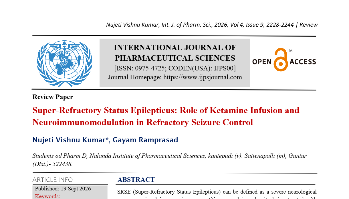 Super-Refractory Status Epilepticus: Role of Ketamine Infusion and Neuroimmunomodulation in Refractory Seizure Control