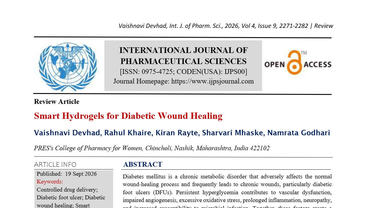 Smart Hydrogels for Diabetic Wound Healing