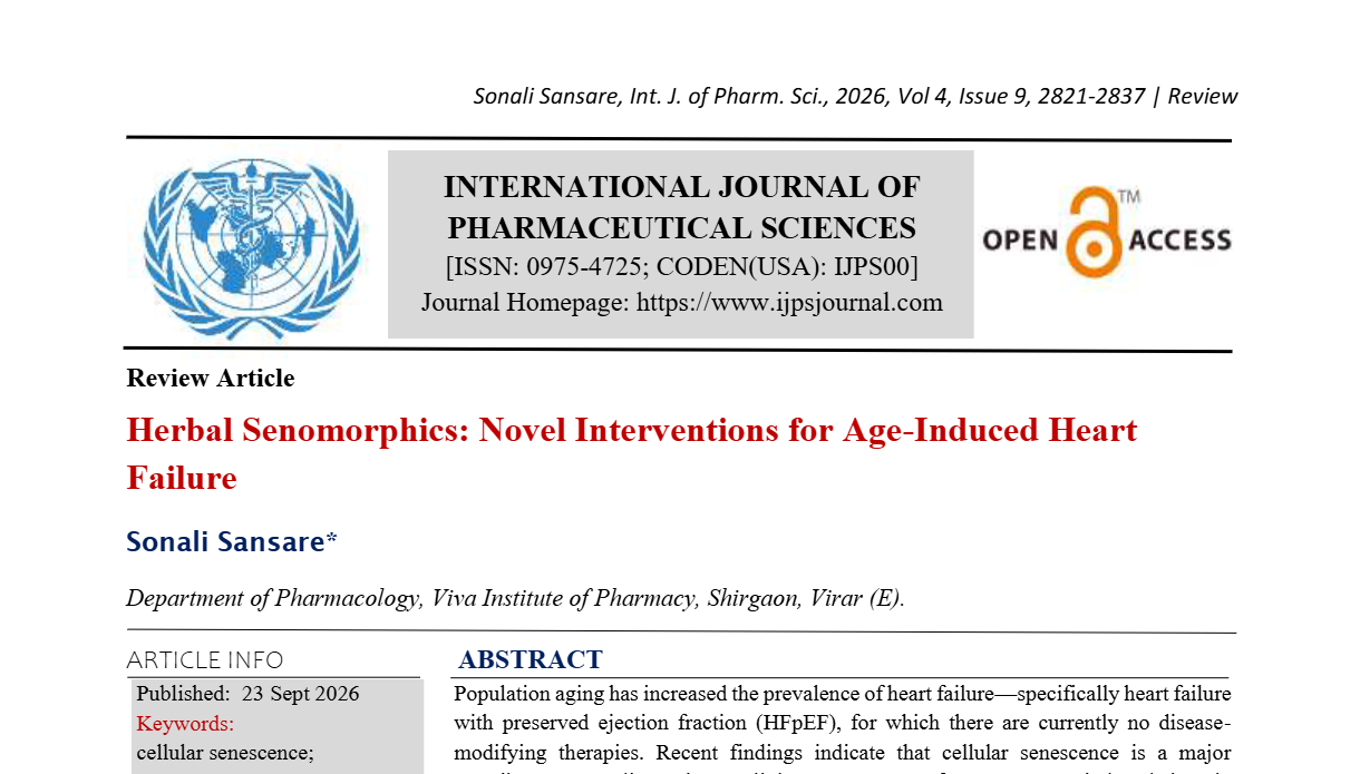 Herbal Senomorphics: Novel Interventions for Age-Induced Heart Failure