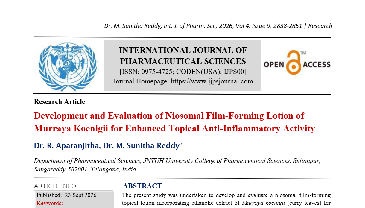 Development and Evaluation of Niosomal Film-Forming Lotion of Murraya Koenigii for Enhanced Topical Anti-Inflammatory Activity