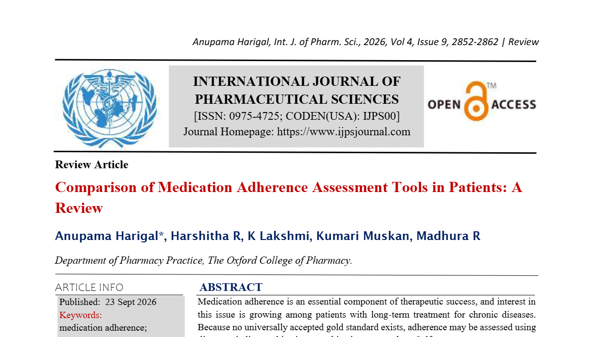 Comparison of Medication Adherence Assessment Tools in Patients: A Review