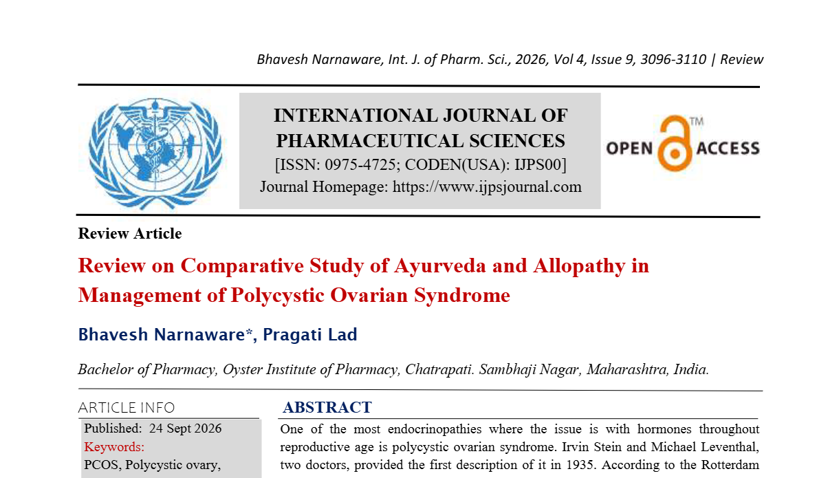 Review on Comparative Study of Ayurveda and Allopathy in Management of Polycystic Ovarian Syndrome