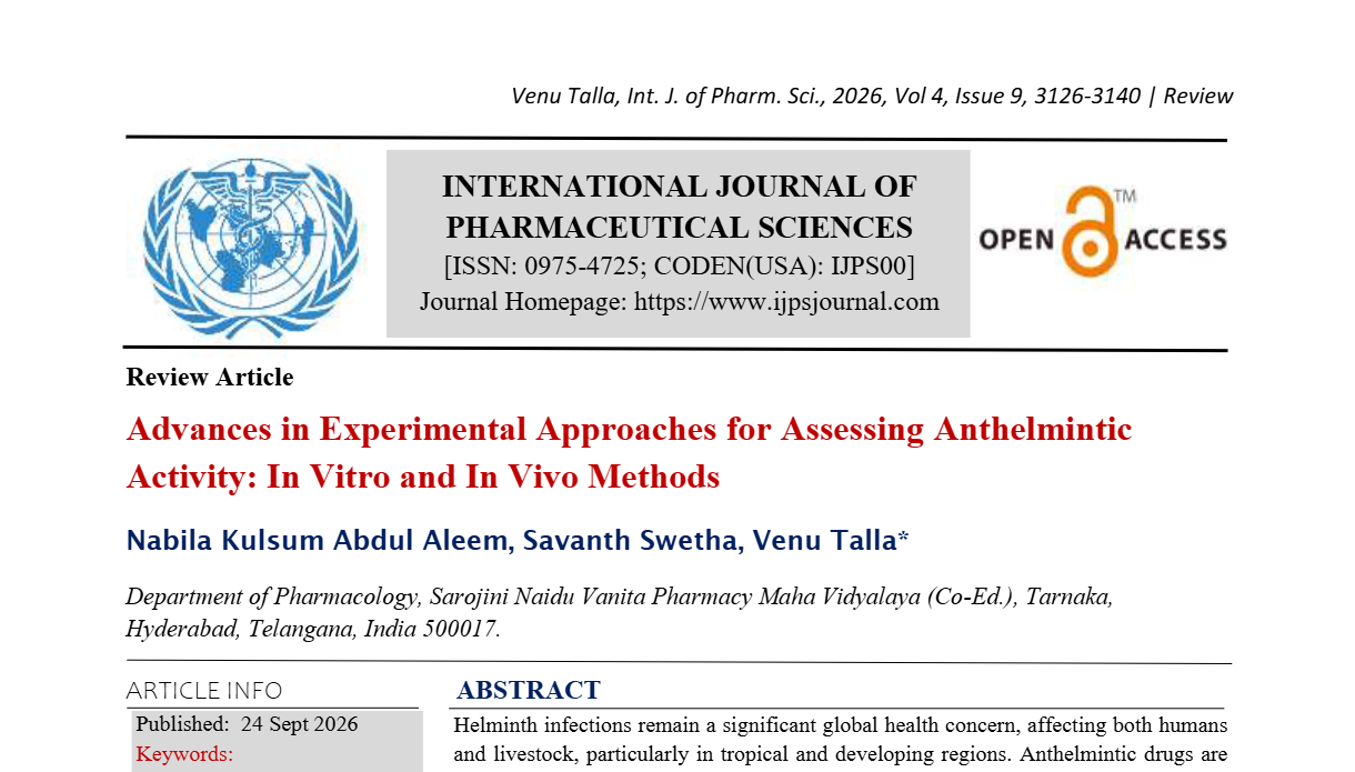 Advances in Experimental Approaches for Assessing Anthelmintic Activity: In Vitro and In Vivo Methods
