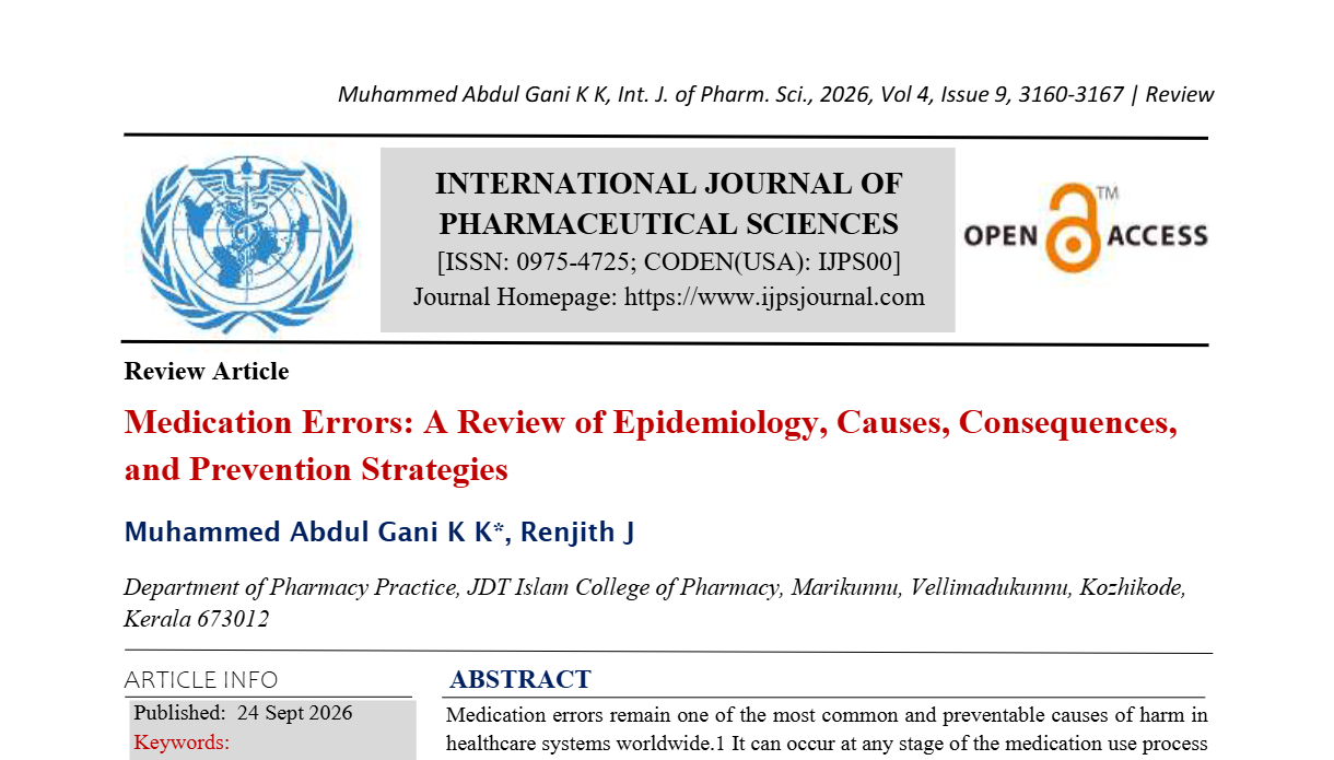 Medication Errors: A Review of Epidemiology, Causes, Consequences, and Prevention Strategies