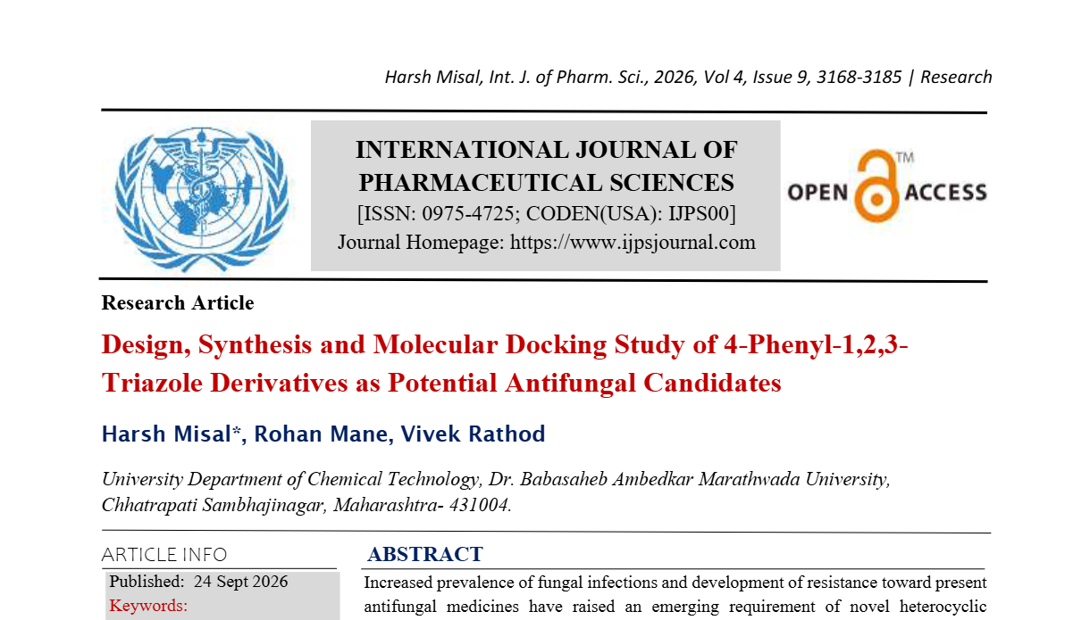 Design, Synthesis and Molecular Docking Study of 4-Phenyl-1,2,3-Triazole Derivatives as Potential Antifungal Candidates