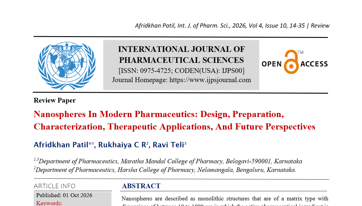 Nanospheres in modern pharmaceutics: Design, preparation, characterization, therapeutic applications, and future perspectives