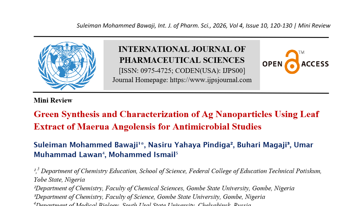  Green Synthesis and Characterization of Ag Nanoparticles Using Leaf Extract of Maerua Angolensis for Antimicrobial Studies