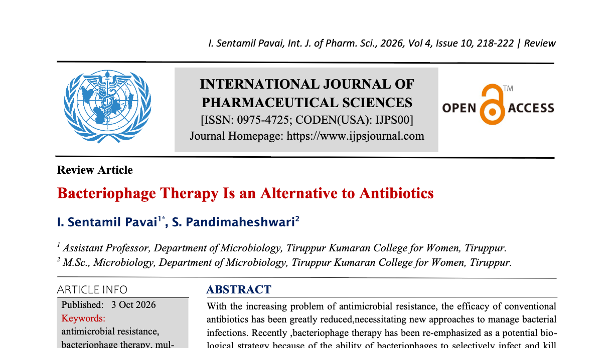 Bacteriophage Therapy Is an Alternative to Antibiotics