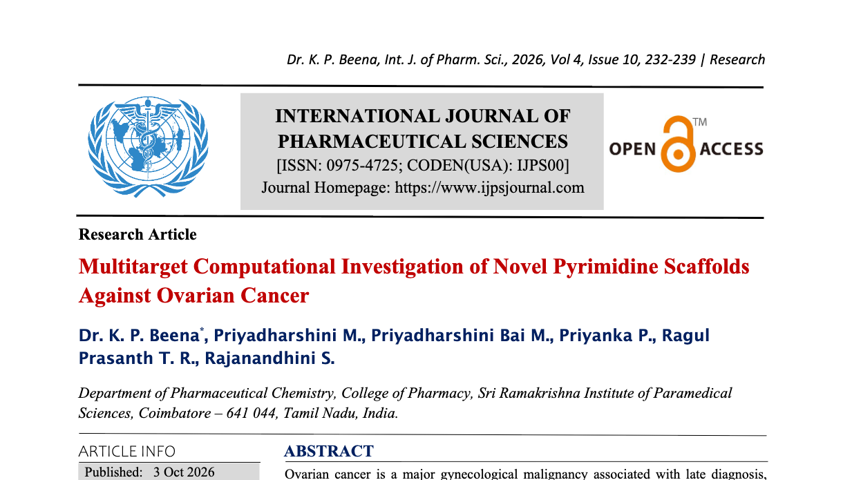 Multitarget Computational Investigation of Novel Pyrimidine Scaffolds Against Ovarian Cancer