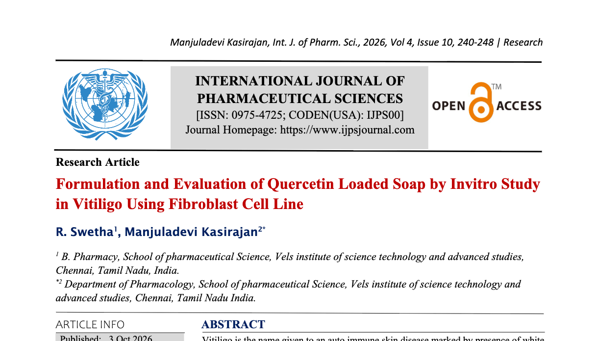 Formulation and Evaluation of Quercetin Loaded Soap by Invitro Study in Vitiligo Using Fibroblast Cell Line