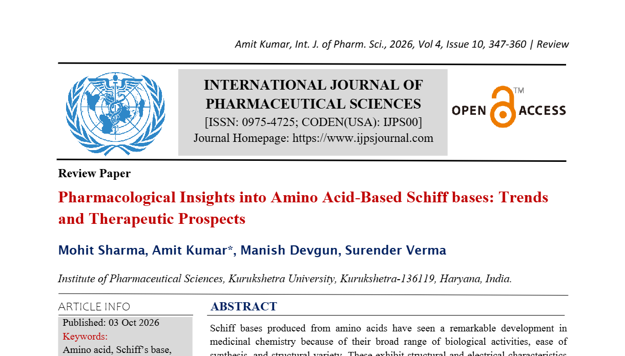 Pharmacological Insights into Amino Acid-Based Schiff bases: Trends and Therapeutic Prospects