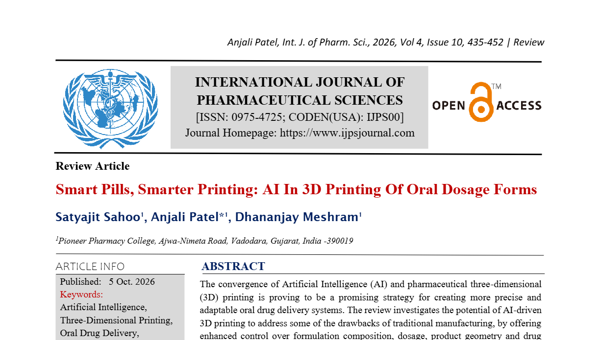 Smart Pills, Smarter Printing: AI In 3D Printing Of Oral Dosage Forms