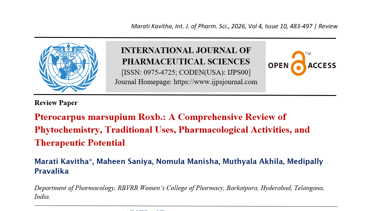 Pterocarpus marsupium Roxb.: A Comprehensive Review of Phytochemistry, Traditional Uses, Pharmacological Activities, and Therapeutic Potential