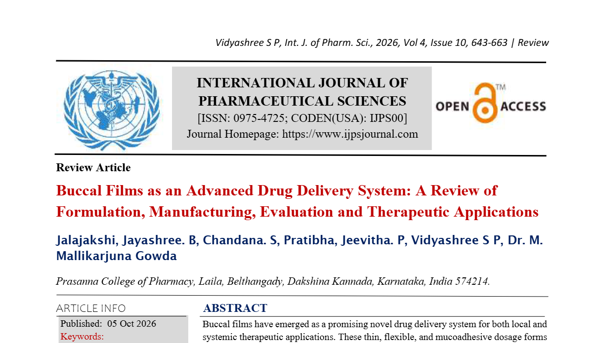 Buccal Films as an Advanced Drug Delivery System: A Review of Formulation, Manufacturing, Evaluation and Therapeutic Applications