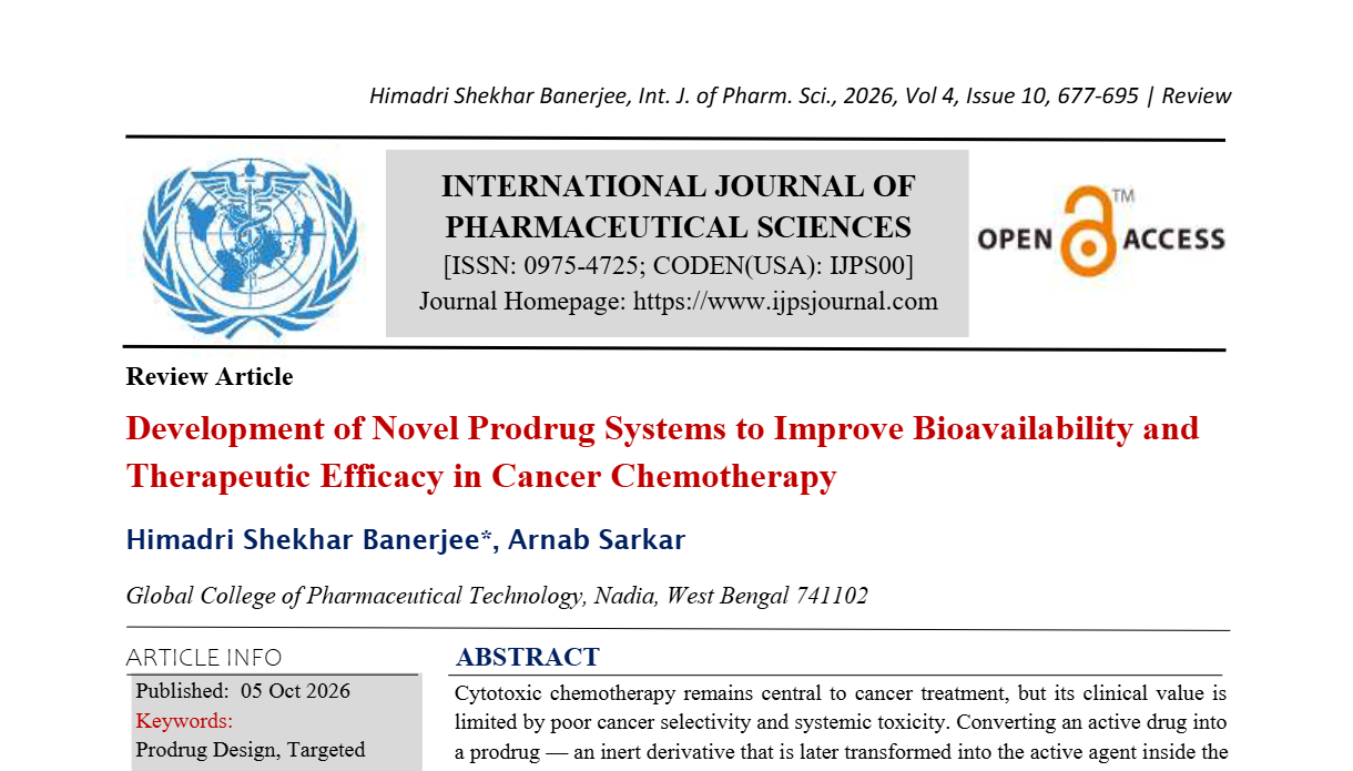 Development of Novel Prodrug Systems to Improve Bioavailability and Therapeutic Efficacy in Cancer Chemotherapy