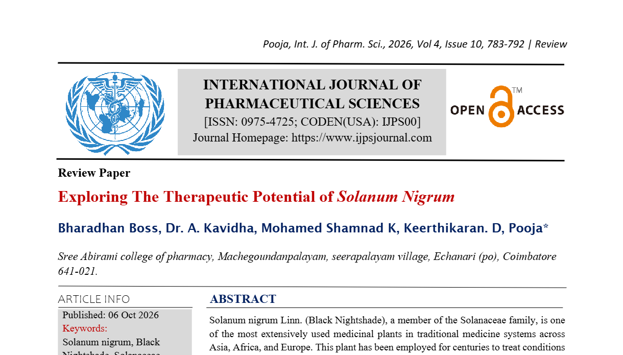 Exploring The Therapeutic Potential of Solanum Nigrum