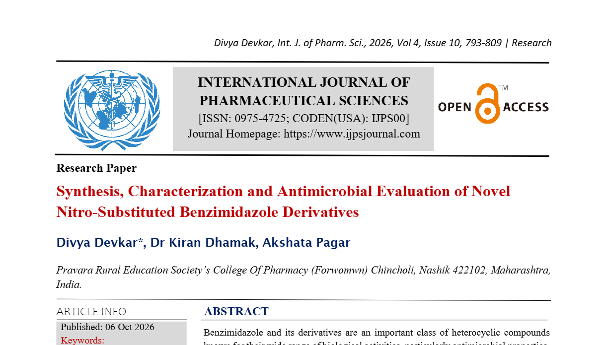 Synthesis, Characterization and Antimicrobial Evaluation of Novel Nitro-Substituted Benzimidazole Derivatives