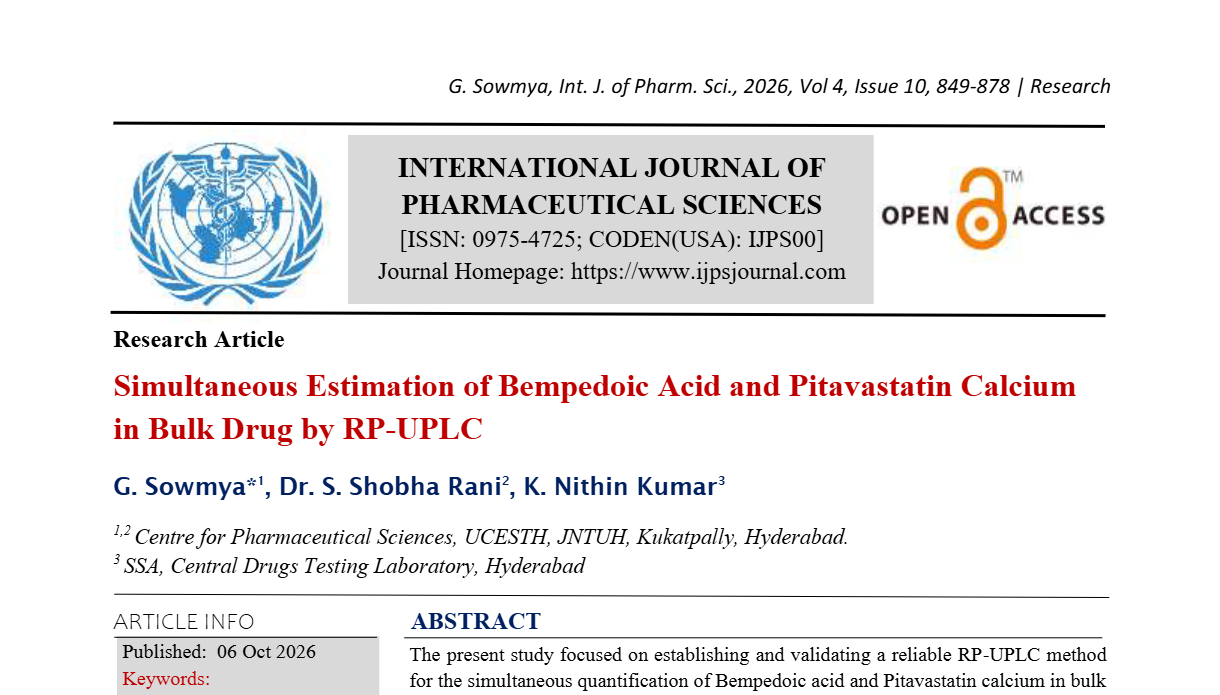 Simultaneous Estimation of Bempedoic Acid and Pitavastatin Calcium in Bulk Drug by RP-UPLC