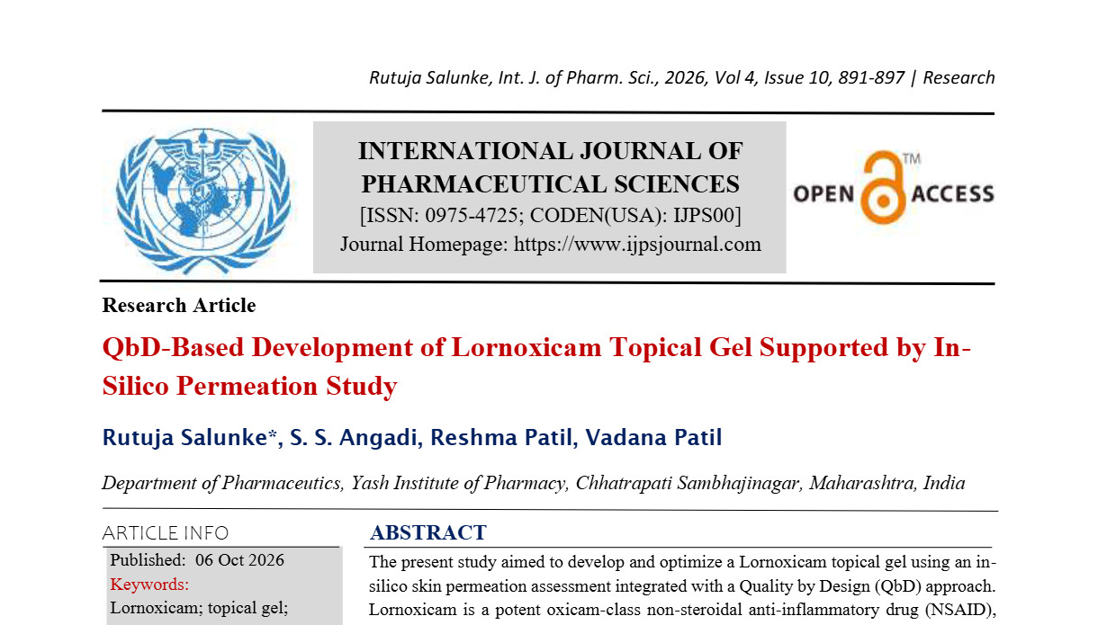 QbD-Based Development of Lornoxicam Topical Gel Supported by In-Silico Permeation Study