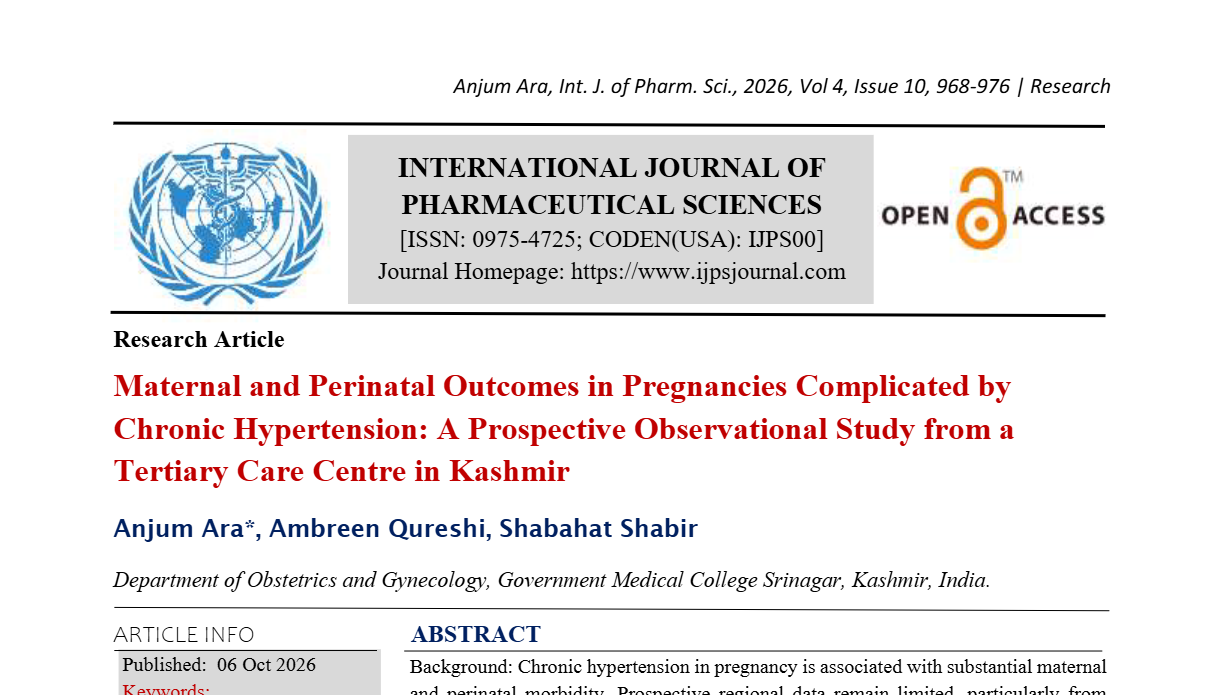 Maternal and Perinatal Outcomes in Pregnancies Complicated by Chronic Hypertension: A Prospective Observational Study from a Tertiary Care Centre in Kashmir 