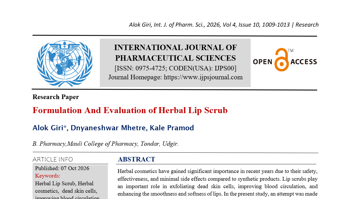 Formulation And Evaluation of Herbal Lip Scrub