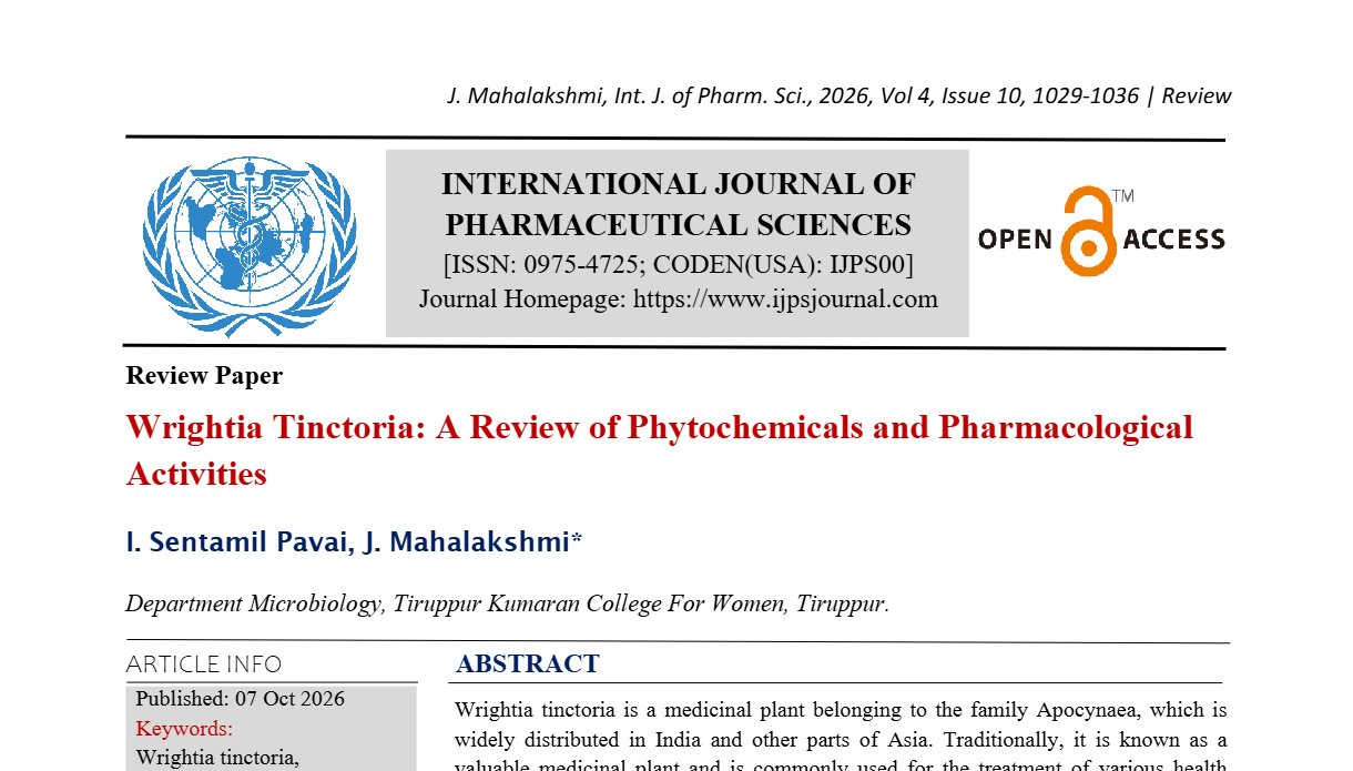Wrightia Tinctoria: A Review of Phytochemicals and Pharmacological  Activities