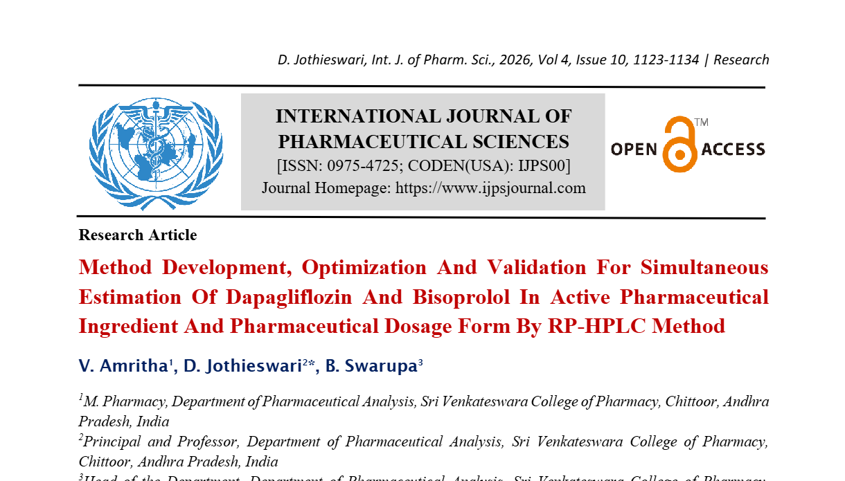 Method Development, Optimization And Validation For Simultaneous Estimation Of Dapagliflozin And Bisoprolol In Active Pharmaceutical Ingredient And Pharmaceutical Dosage Form By RP-HPLC Method