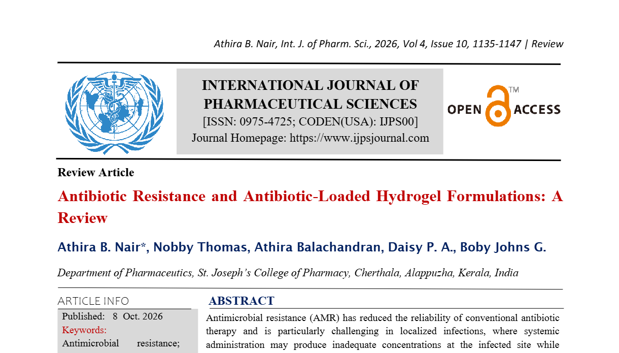 Antibiotic Resistance and Antibiotic-Loaded Hydrogel Formulations: A Review