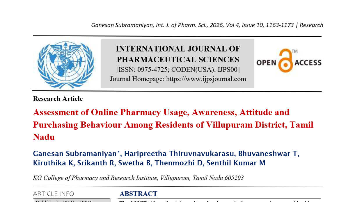 Assessment of Online Pharmacy Usage, Awareness, Attitude and Purchasing Behaviour Among Residents of Villupuram District, Tamil Nadu