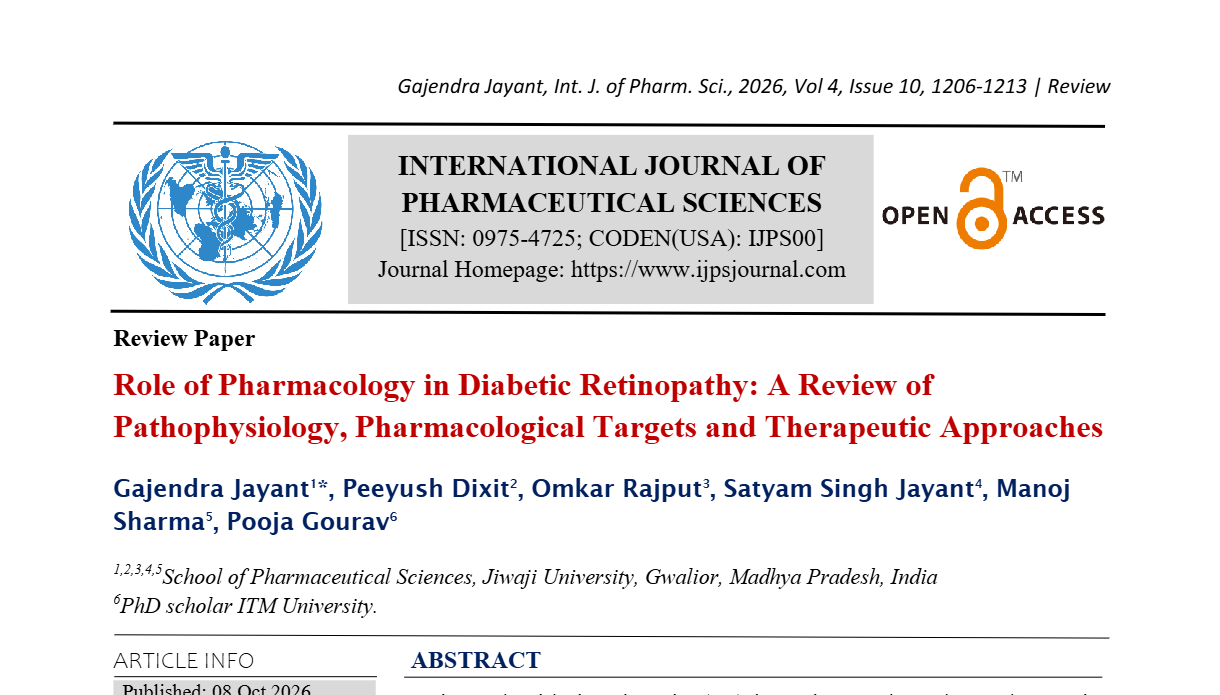Pharmacology Role in Diabetic Retinopathy: A Review of Pathophysiology, Pharmacological Targets and Therapeutic Approaches.