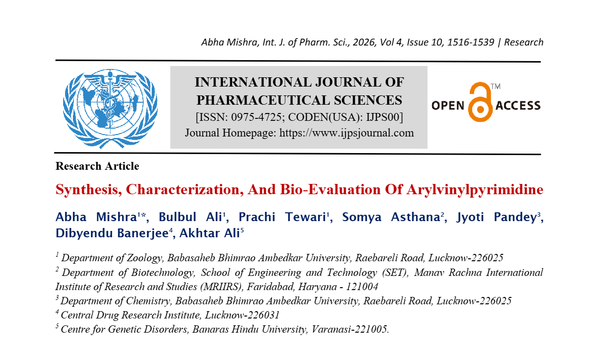 Synthesis, Characterization, And Bio-Evaluation Of Arylvinylpyrimidine