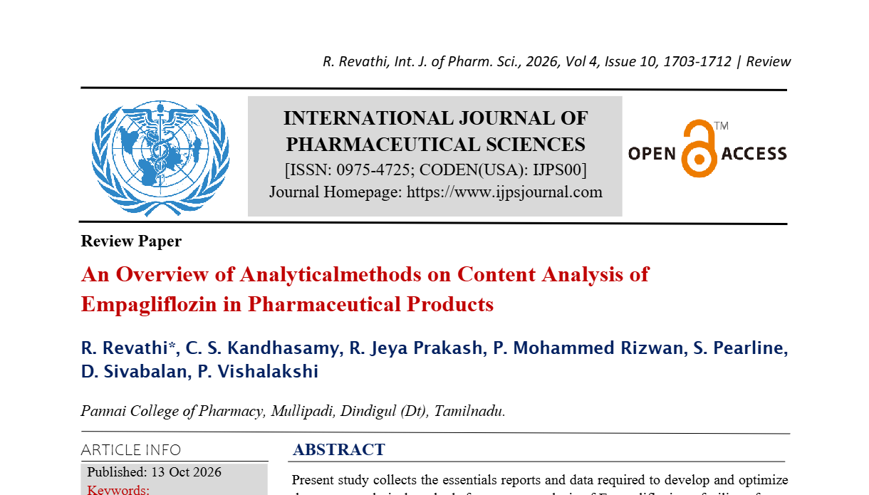 An Overview of Analytical Methods on Content Analysis of Empagliflozin in Pharmaceutical Products