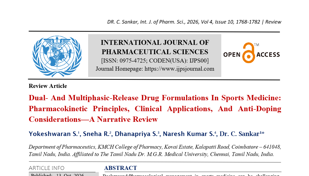 Dual- And Multiphasic-Release Drug Formulations In Sports Medicine: Pharmacokinetic Principles, Clinical Applications, And Anti-Doping Considerations—A Narrative Review