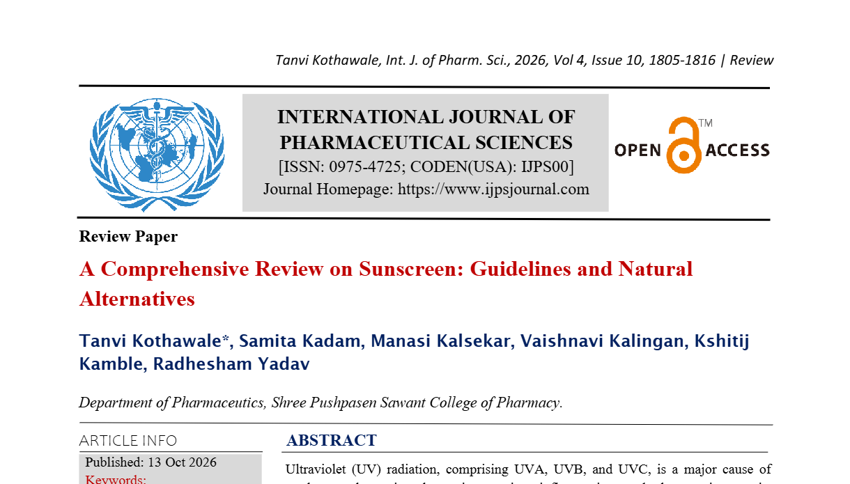 A Comprehensive Review on Sunscreen: Guidelines and Natural Alternatives