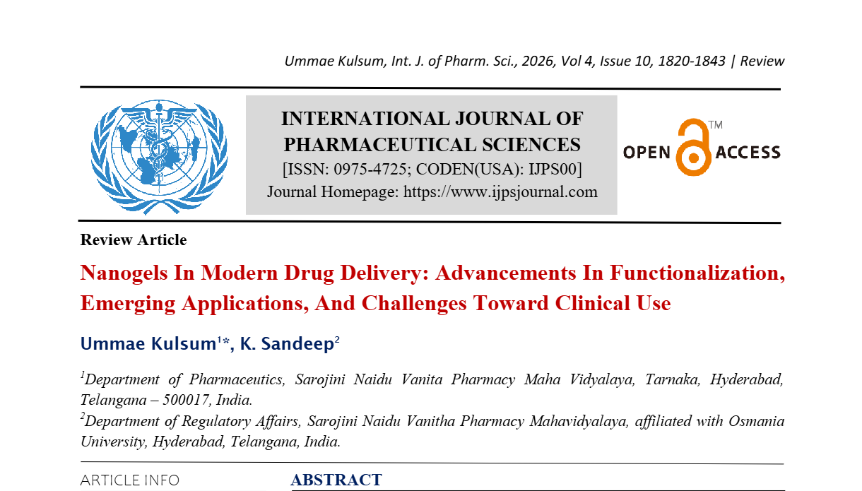 Nanogels In Modern Drug Delivery: Advancements In Functionalization, Emerging Applications, And Challenges Toward Clinical Use