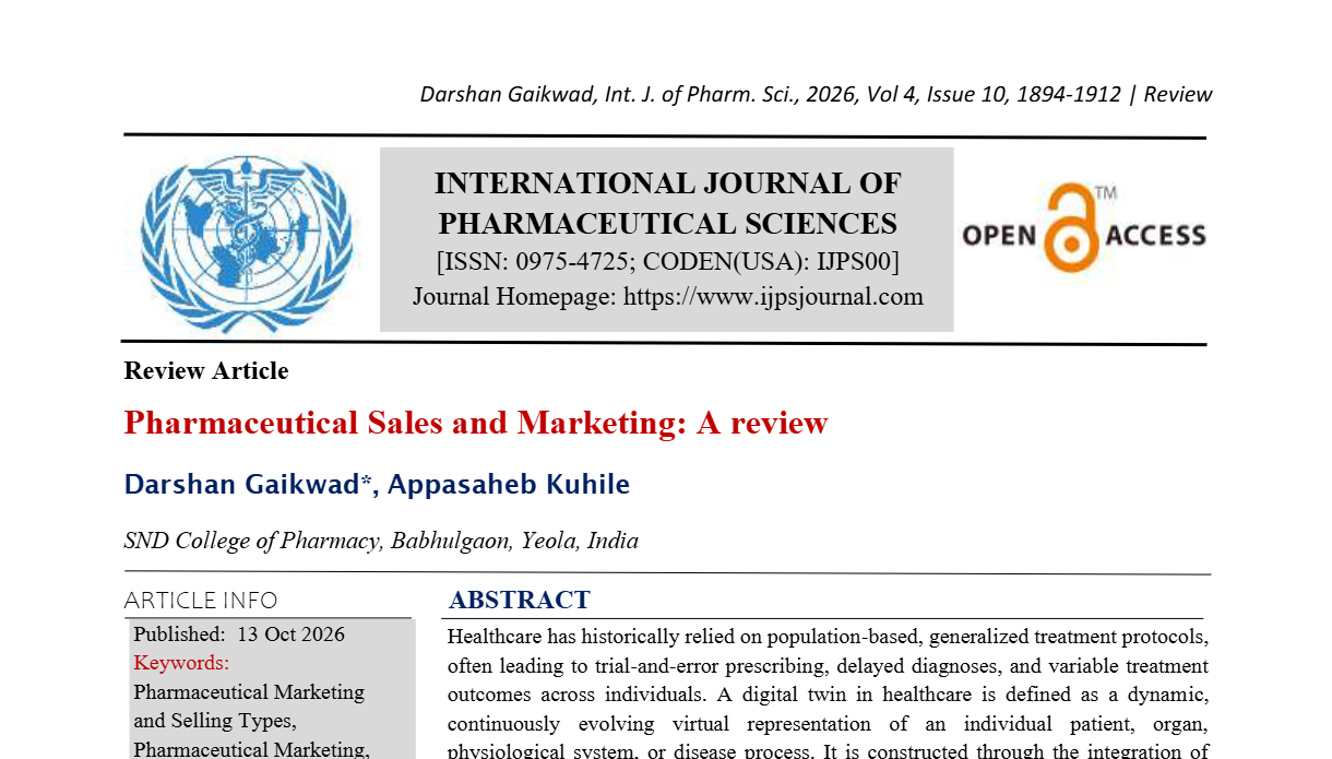 Pharmaceutical Sales and Marketing: A review
