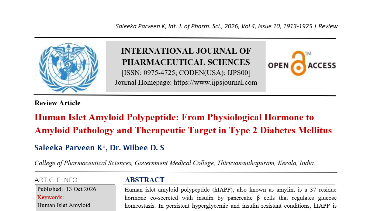 Human Islet Amyloid Polypeptide: From Physiological Hormone to Amyloid Pathology and Therapeutic Target in Type 2 Diabetes Mellitus