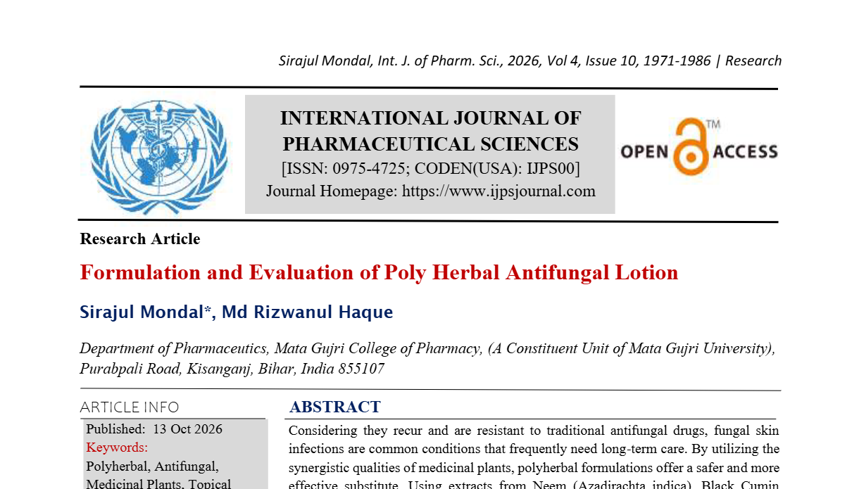 Formulation and Evaluation of Poly Herbal Antifungal Lotion