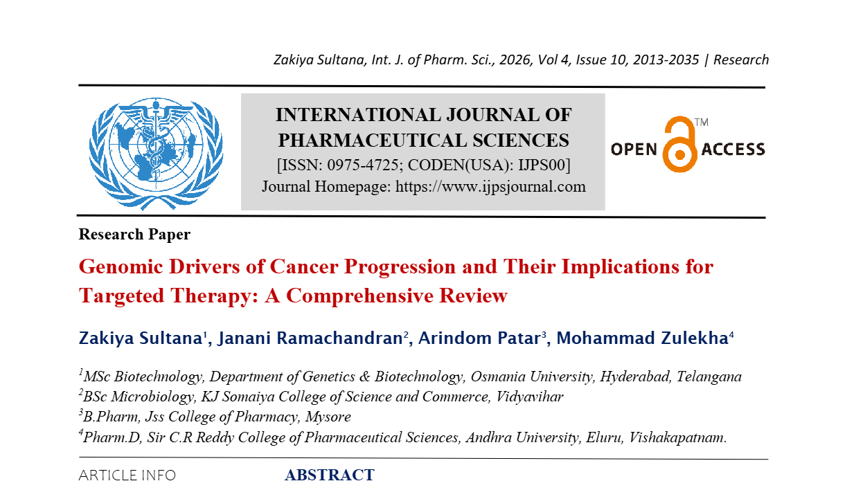 Genomic Drivers of Cancer Progression and Their Implications for Targeted Therapy: A Comprehensive Review