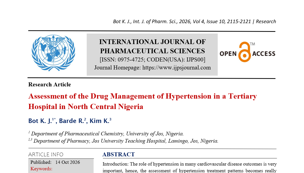 Assessment of the Drug Management of Hypertension in a Tertiary Hospital in North Central Nigeria