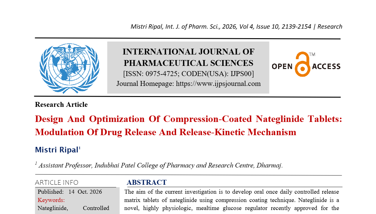Design And Optimization Of Compression-Coated Nateglinide Tablets: Modulation Of Drug Release And Release-Kinetic Mechanism