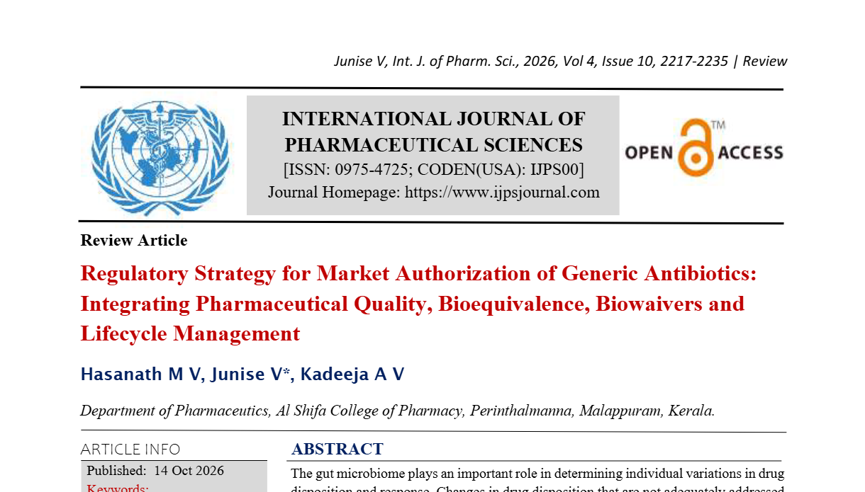 Regulatory Strategy for Market Authorization of Generic Antibiotics: Integrating Pharmaceutical Quality, Bioequivalence, Biowaivers and Lifecycle Management
