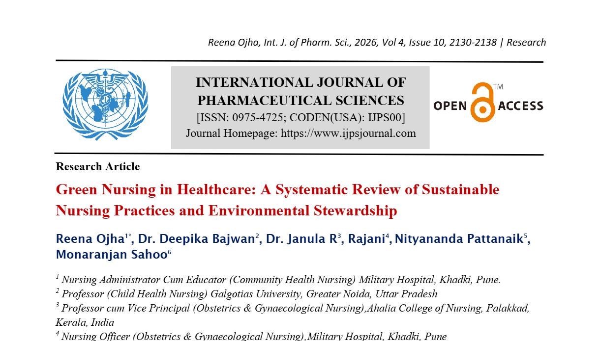 Green Nursing in Healthcare: A Systematic Review of Sustainable Nursing Practices and Environmental Stewardship