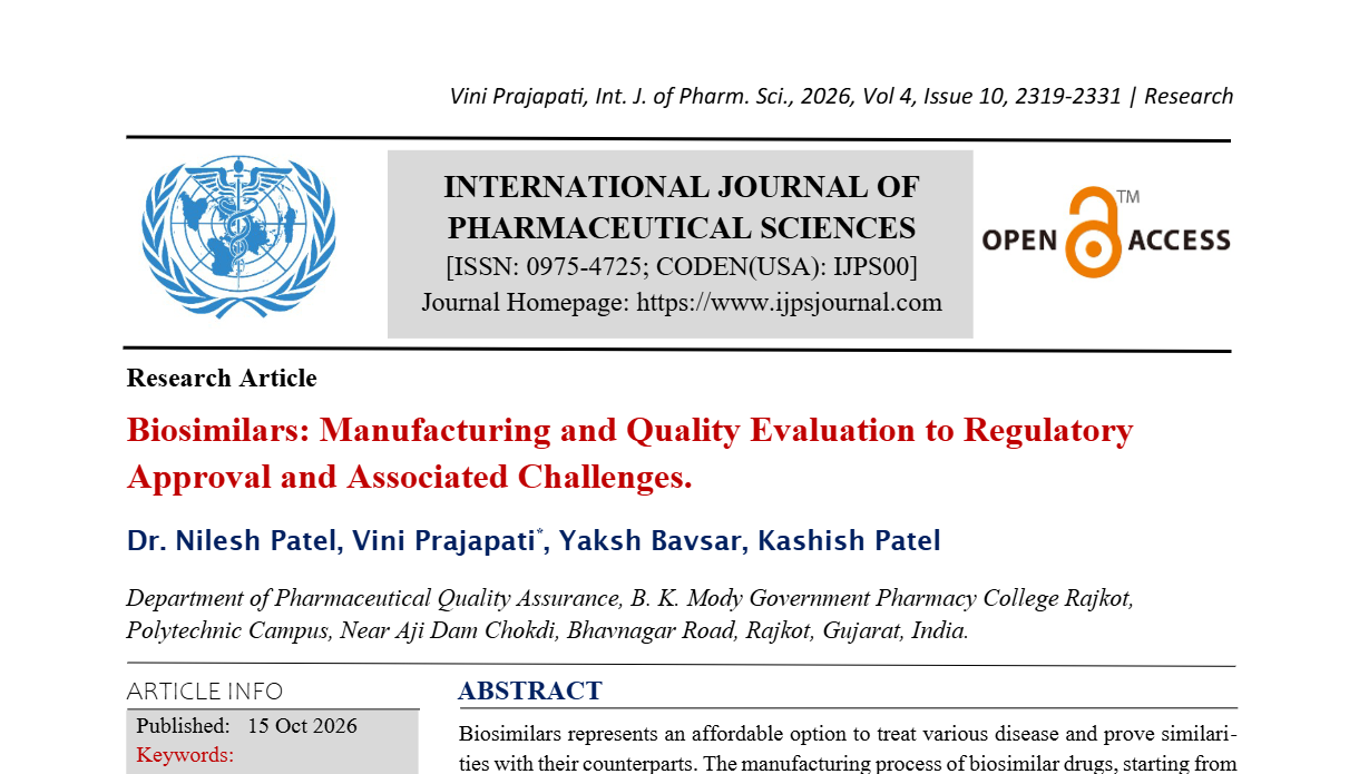 Biosimilars: Manufacturing and Quality Evaluation to Regulatory Approval and Associated Challenges.