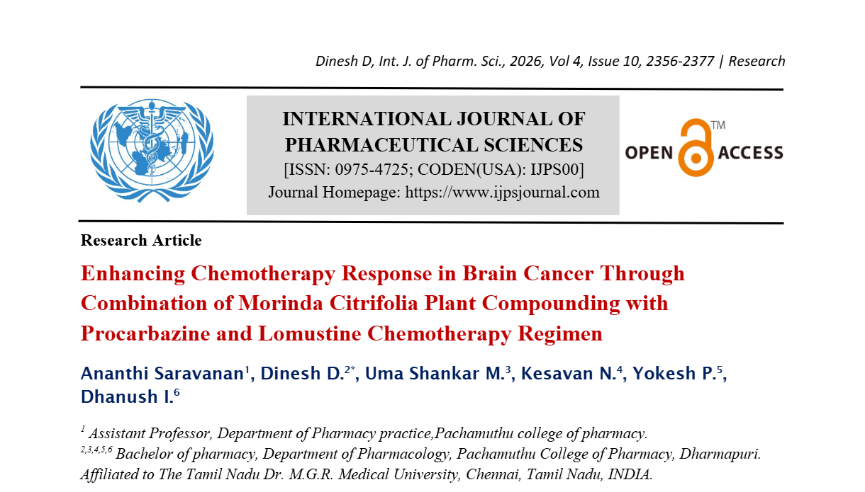 Enhancing Chemotherapy Response in Brain Cancer Through Combination of Morinda Citrifolia Plant Compounding with Procarbazine and Lomustine Chemotherapy Regimen