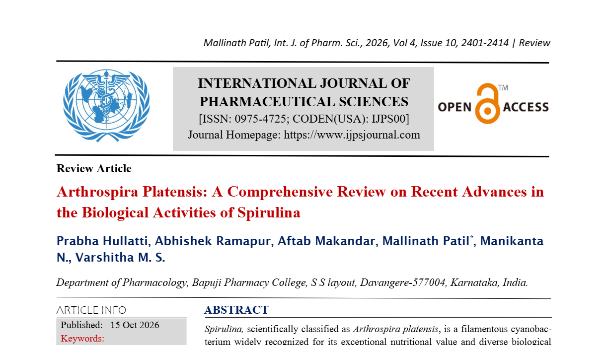 Arthrospira Platensis: A Comprehensive Review on Recent Advances in the Biological Activities of Spirulina