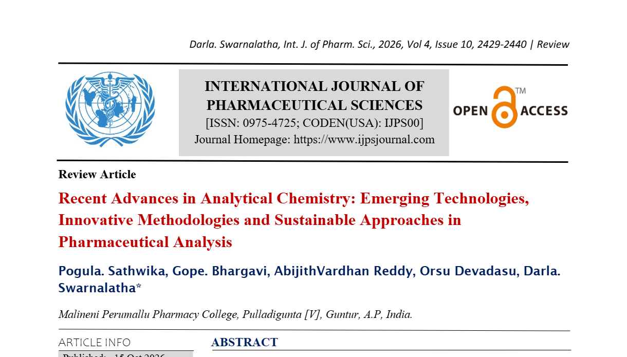 Recent Advances in Analytical Chemistry: Emerging Technologies, Innovative Methodologies and Sustainable Approaches in Pharmaceutical Analysis