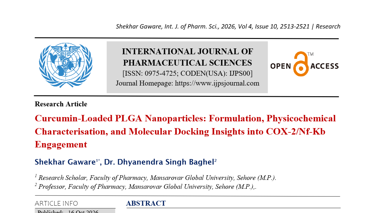 Curcumin-Loaded PLGA Nanoparticles: Formulation, Physicochemical Characterisation, and Molecular Docking Insights into COX-2/Nf-Kb Engagement