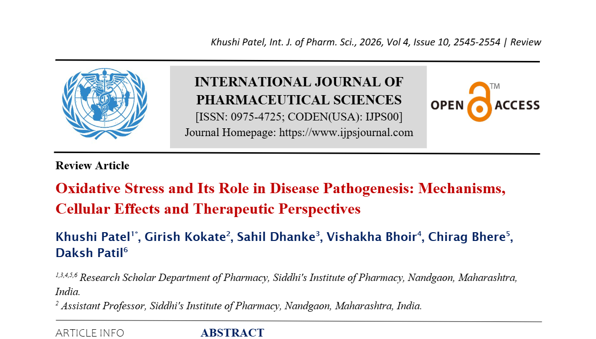 Oxidative Stress and Its Role in Disease Pathogenesis: Mechanisms, Cellular Effects and Therapeutic Perspectives